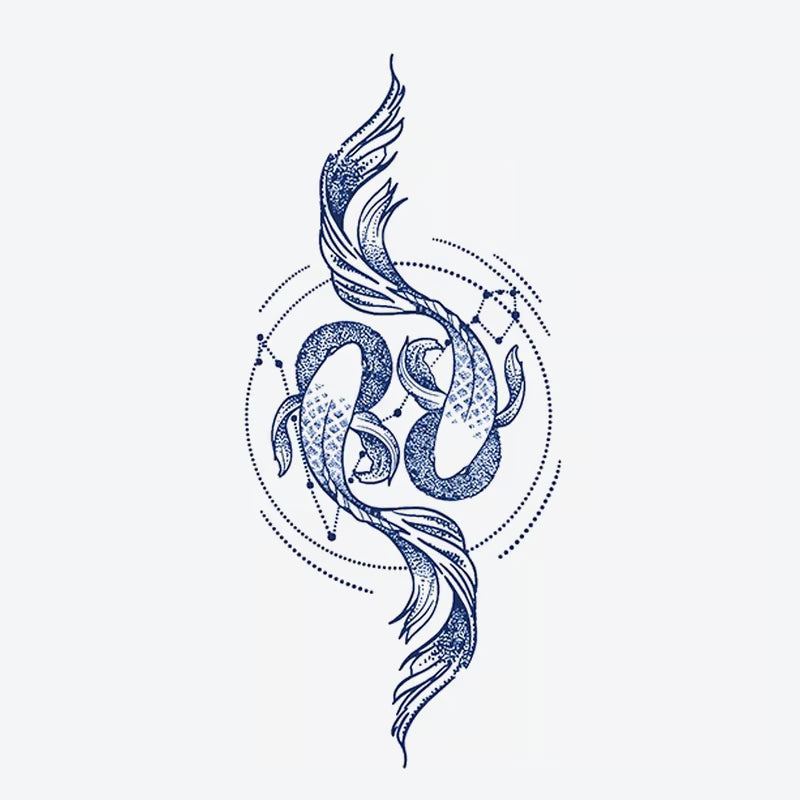 Koi Fish Floral Tattoo