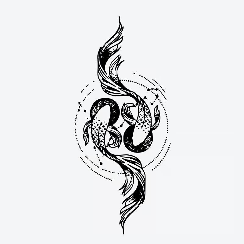 Koi Fish Floral Tattoo