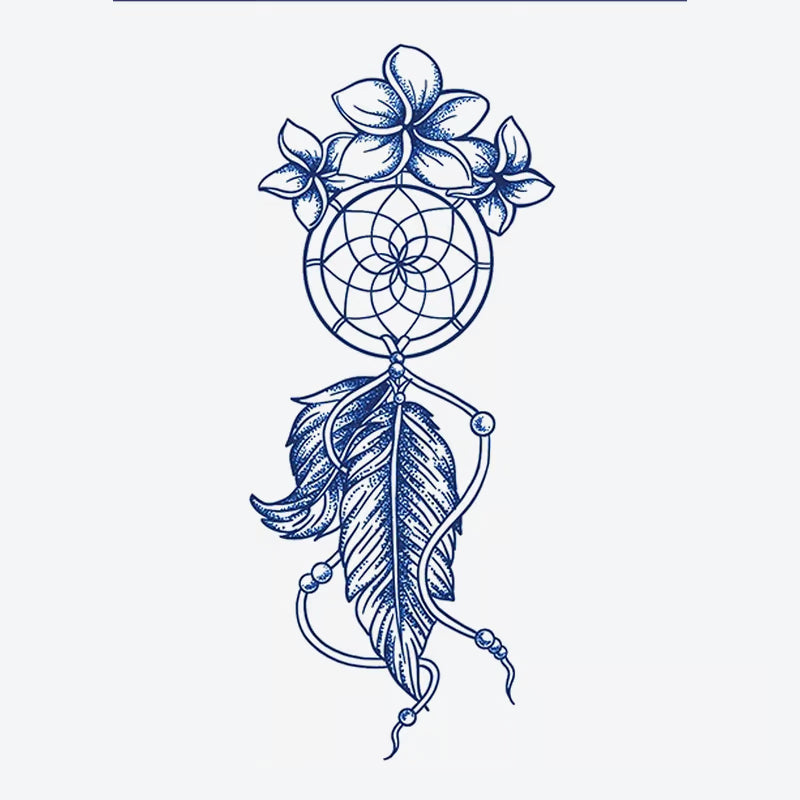 Floral Dreamcatcher Feather Tattoo