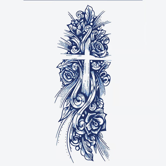 Floral Cross Design Tattoo