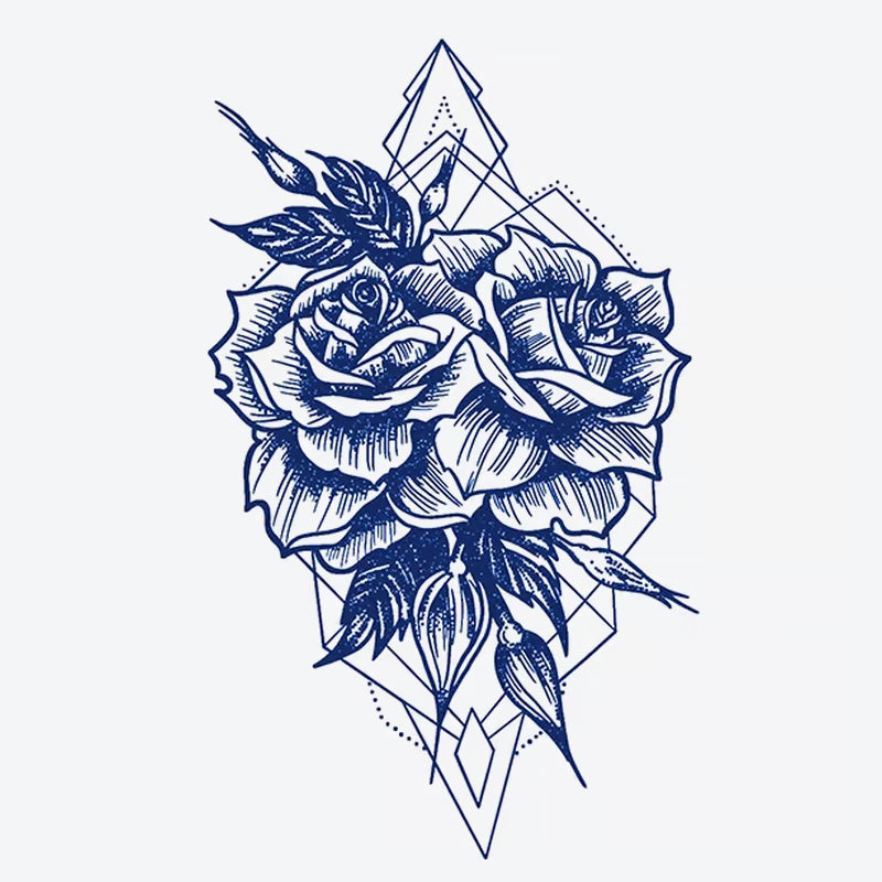 Roses Geometric Design Tattoo