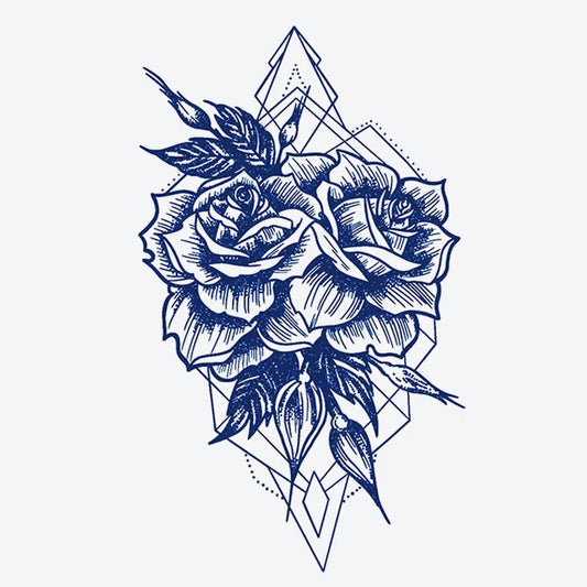 Roses Geometric Design Tattoo