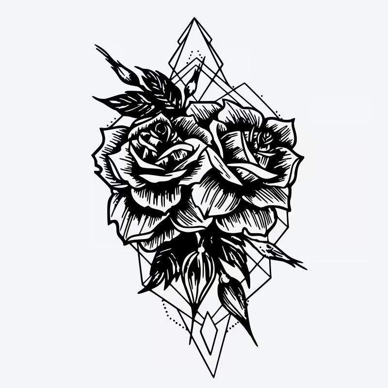 Roses Geometric Design Tattoo