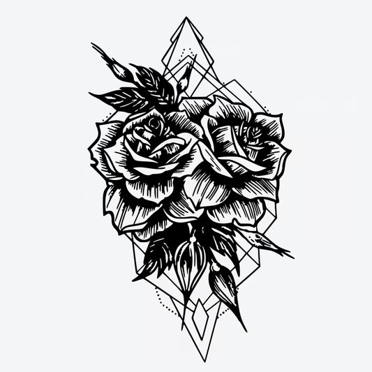 Roses Geometric Design Tattoo