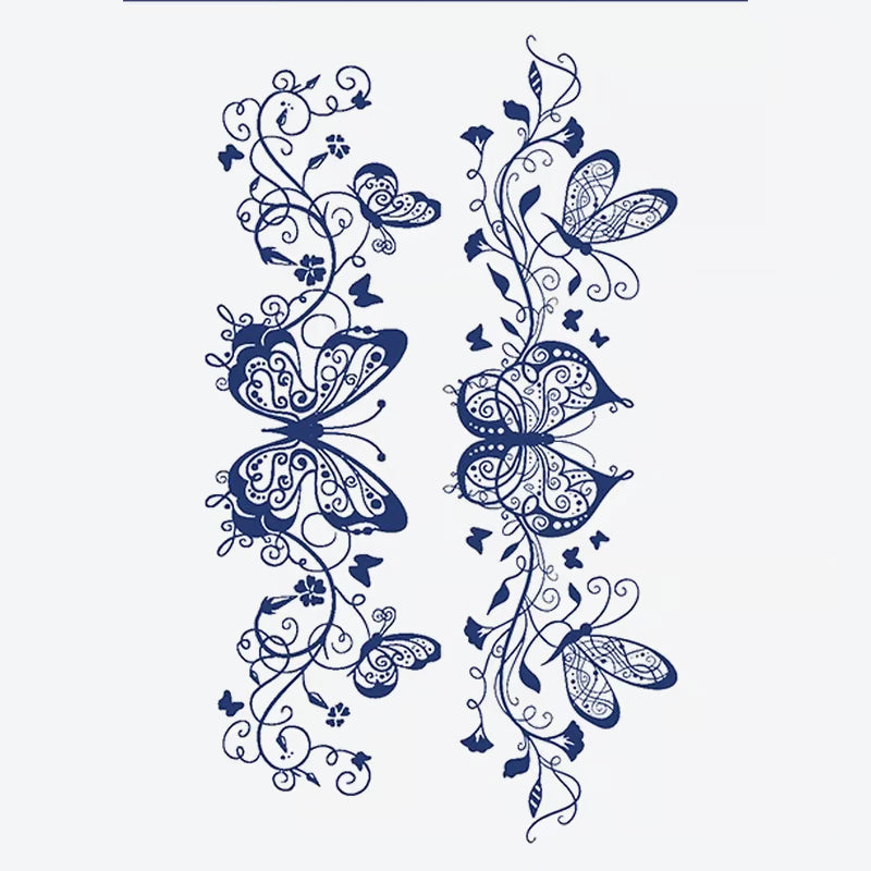 Butterfly Floral Swirl Tattoo