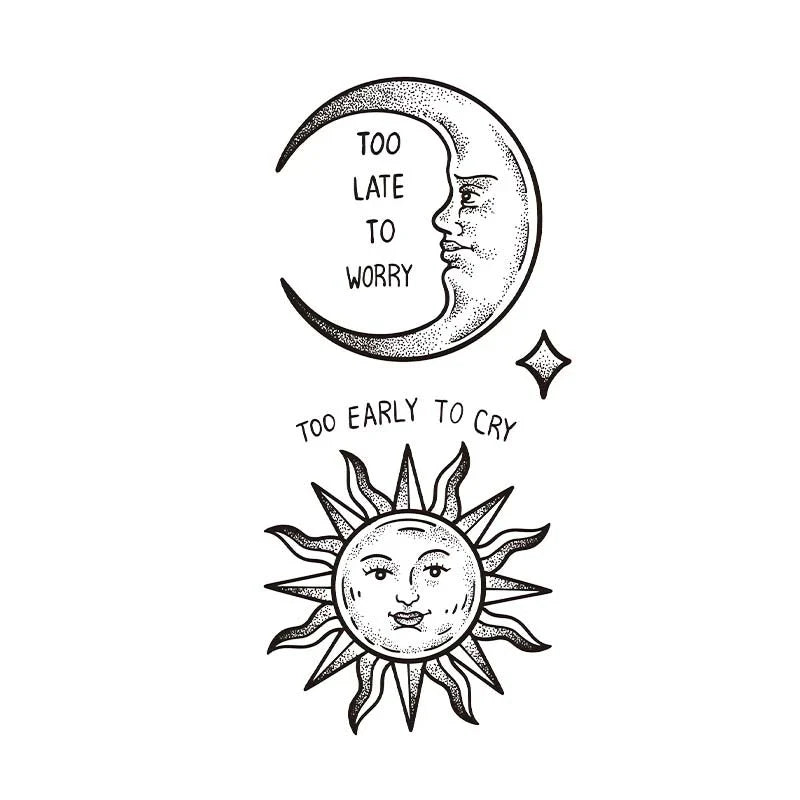 Moon Sun Phrase Tattoo
