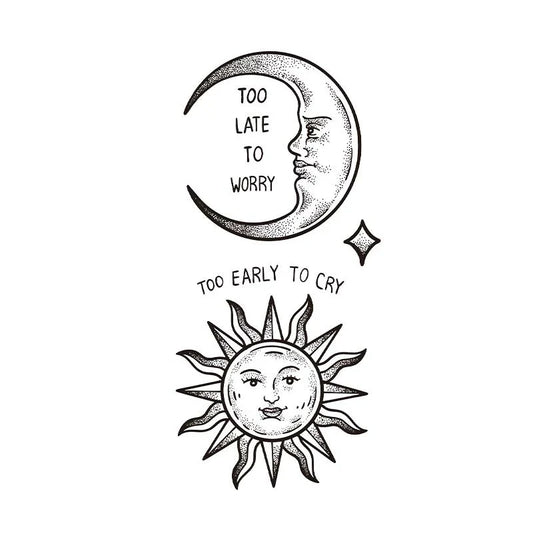 Moon Sun Phrase Tattoo