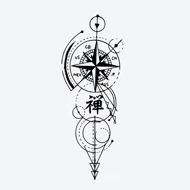 Compass Zen Symbol Tattoo