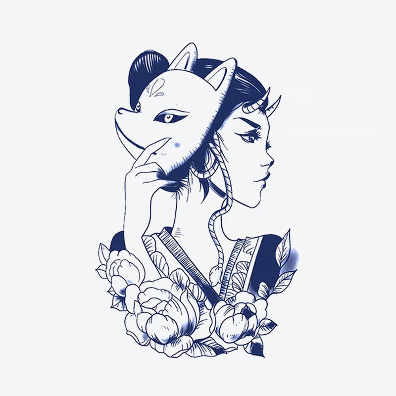 Fox Mask Woman Tattoo