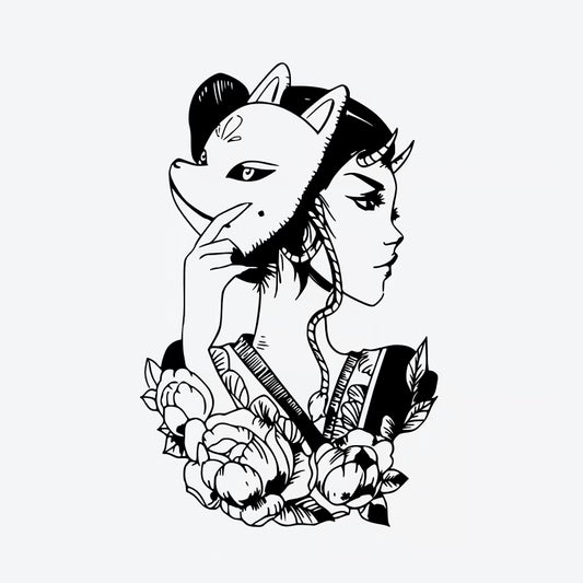 Fox Mask Woman Tattoo