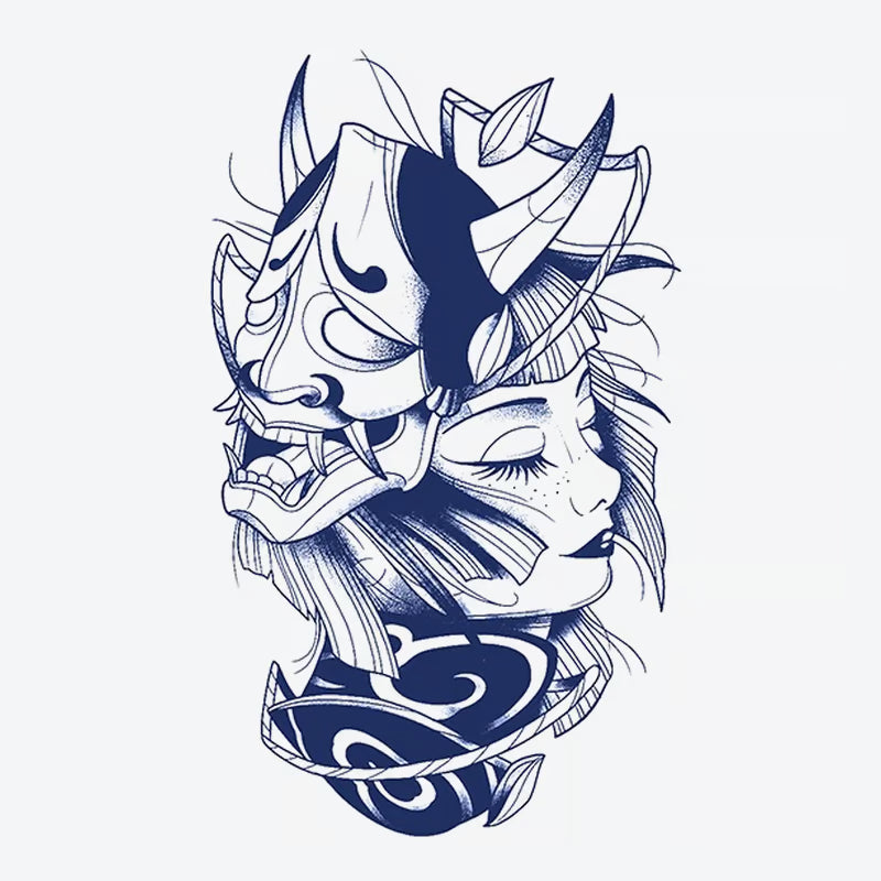 Samurai Mask Woman Tattoo