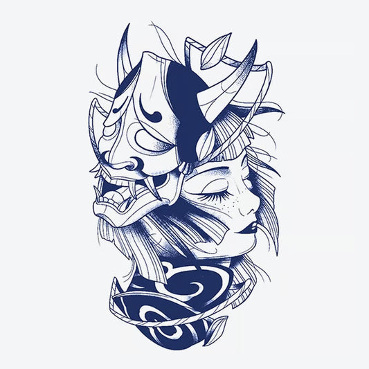Samurai Mask Woman Tattoo