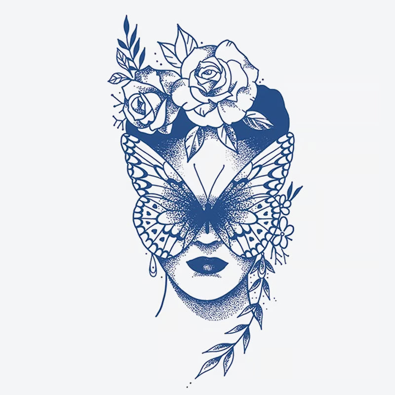 Butterfly Floral Face Tattoo