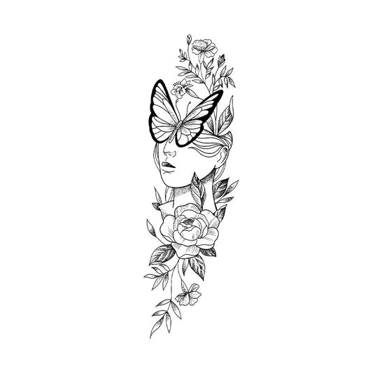 Butterfly Floral Woman Tattoo