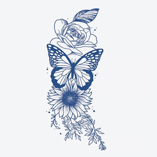 Butterfly Rose Sunflower Tattoo