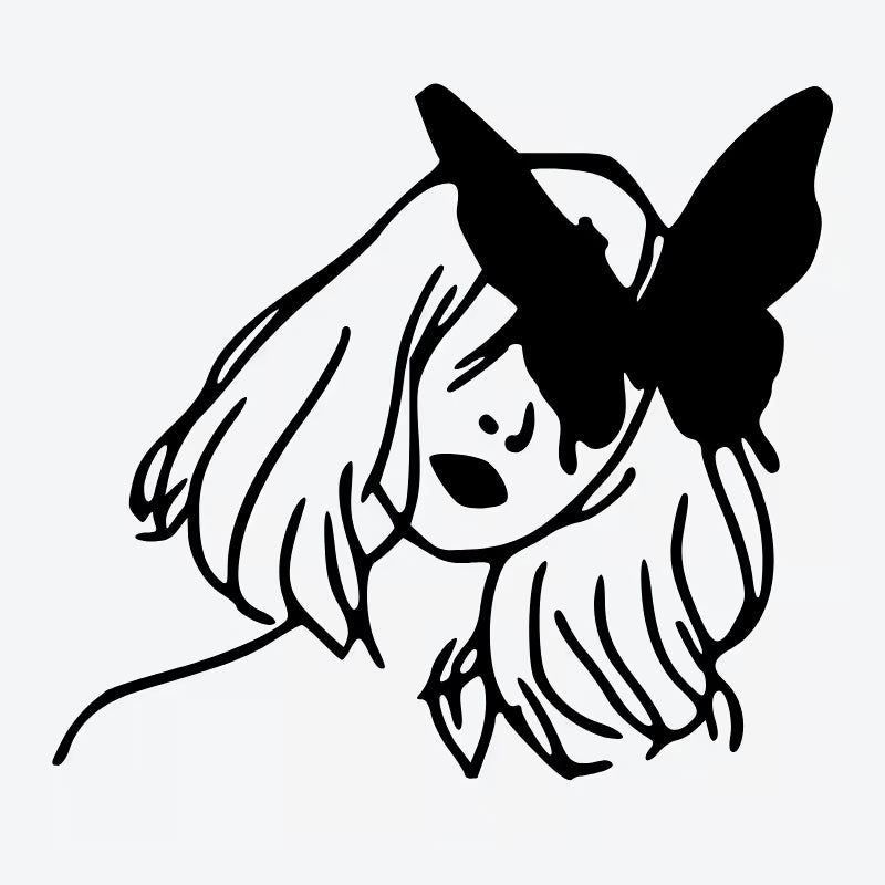 Butterfly Overlaid Face Tattoo