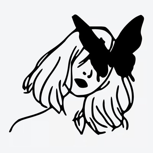 Butterfly Overlaid Face Tattoo