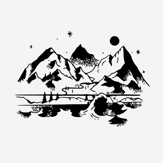 Mountain Ocean Night Sky Tattoo