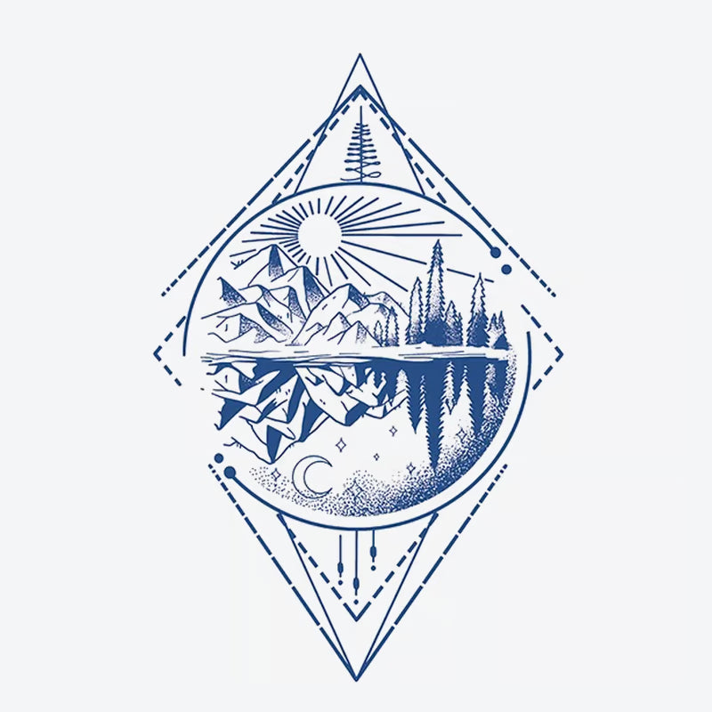 Mountain Lake Sun Tattoo