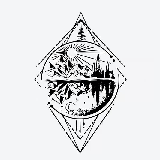 Mountain Lake Sun Tattoo