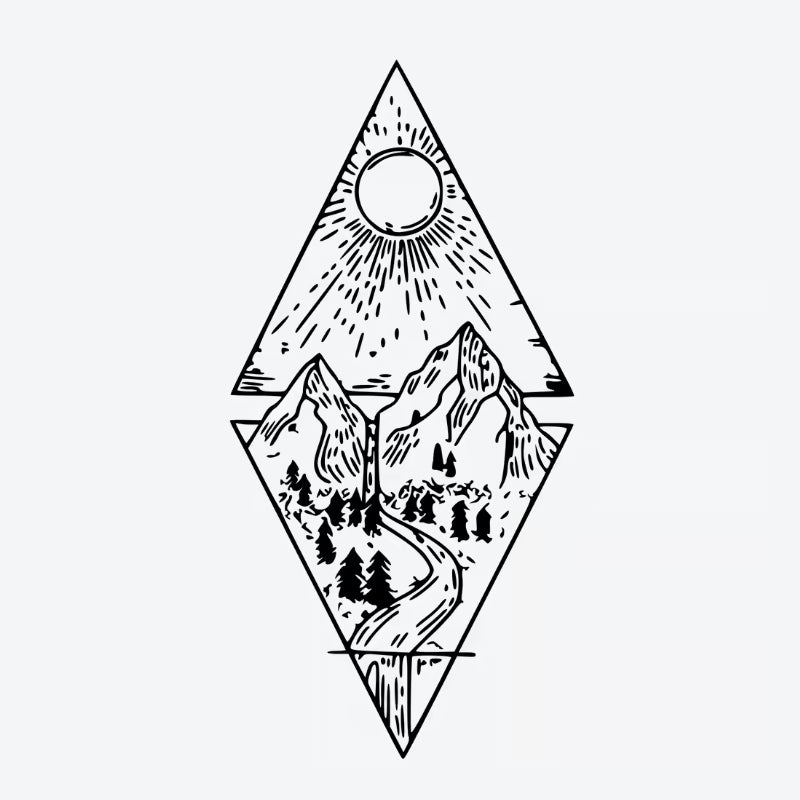 Mountain Sun Landscape Tattoo