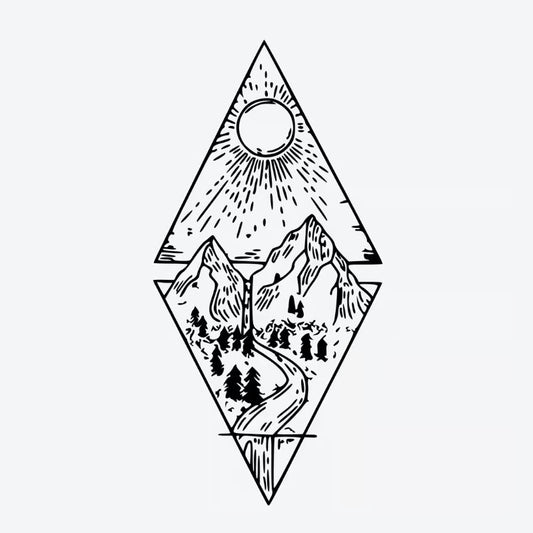 Mountain Sun Landscape Tattoo