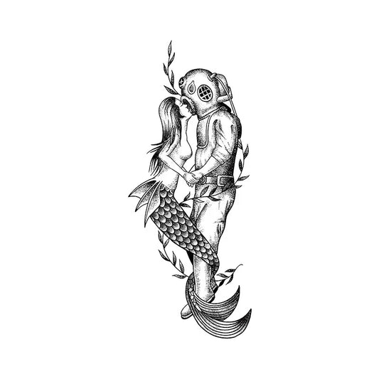 Diver Mermaid Love Tattoo