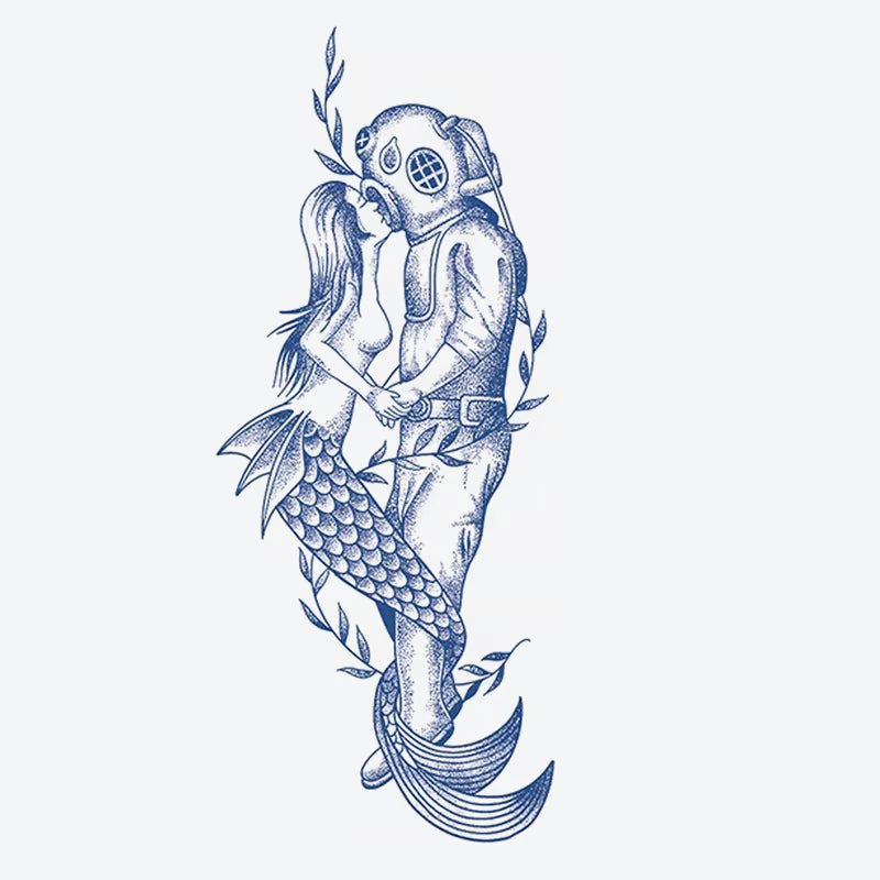 Diver Mermaid Love Tattoo