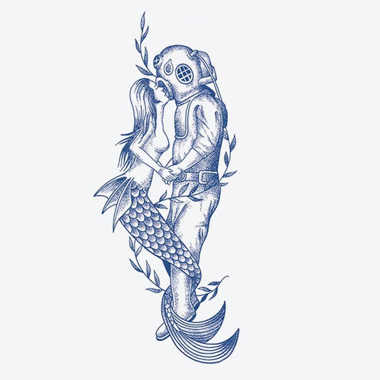 Diver Mermaid Love Tattoo