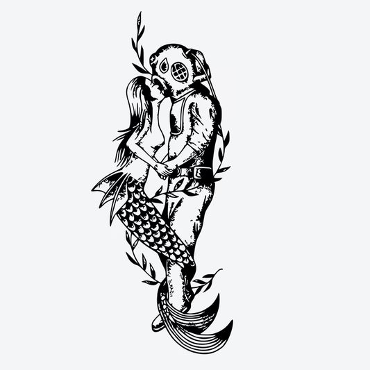 Diver Mermaid Love Tattoo