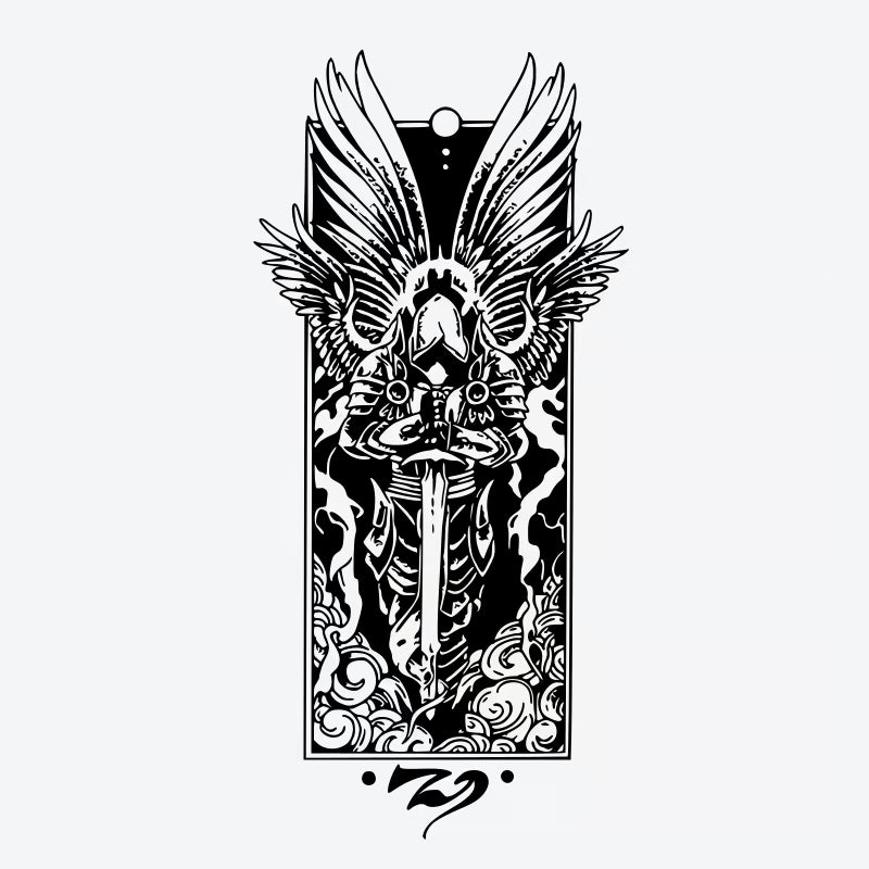 Winged Warrior Angel Sword Tattoo