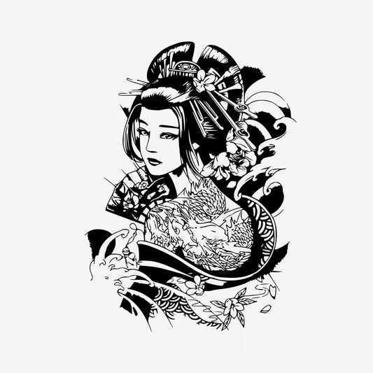 Geisha Wave Blossom Tattoo
