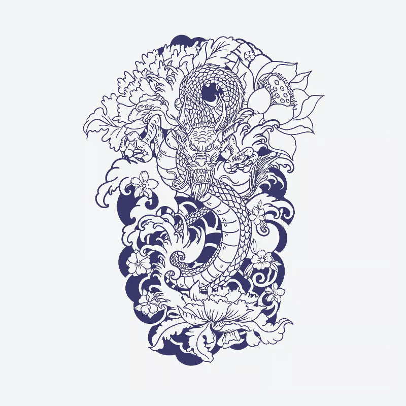 Dragon Lotus Flower Tattoo