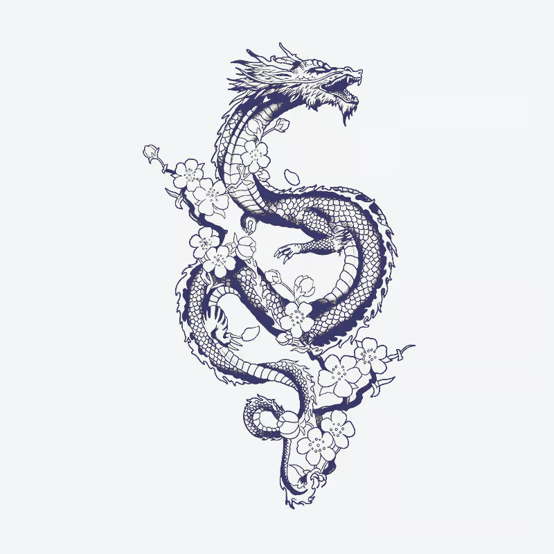 Dragon Cherry Blossom Tattoo