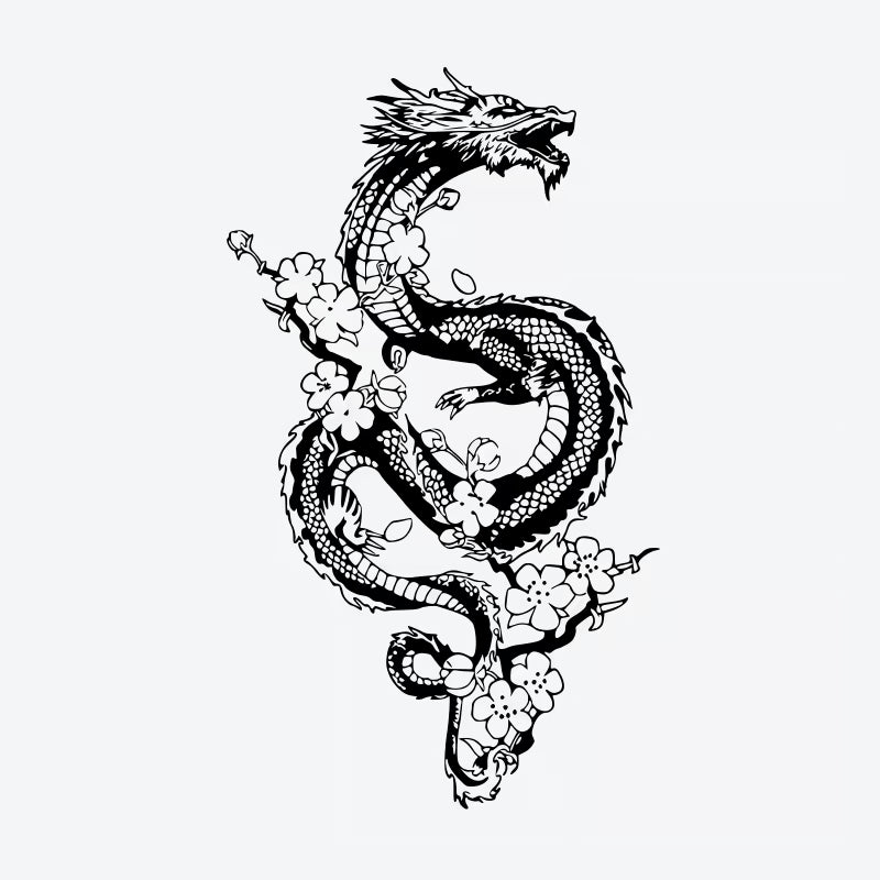 Dragon Cherry Blossom Tattoo