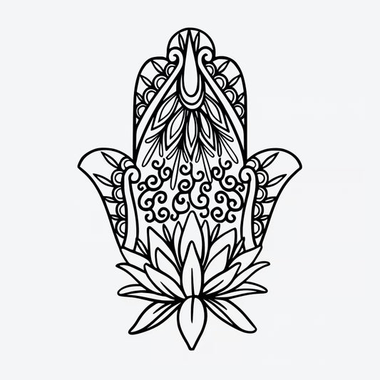 Hamsa Lotus Tattoo