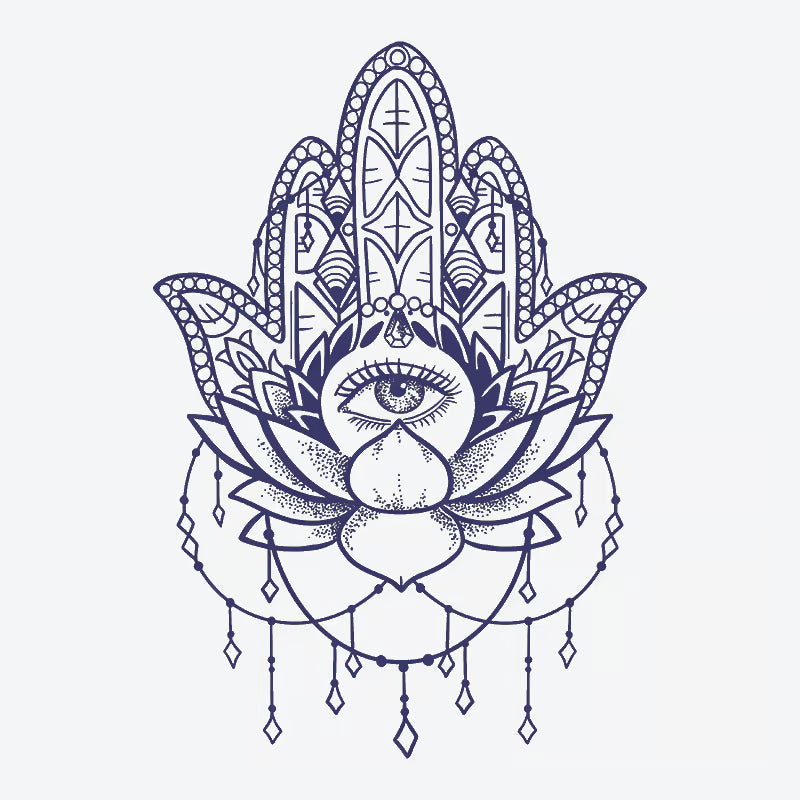 Hamsa Lotus Eye Tattoo