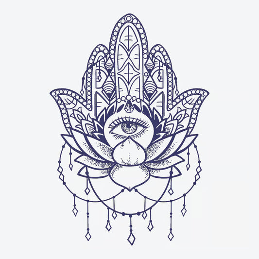 Hamsa Lotus Eye Tattoo