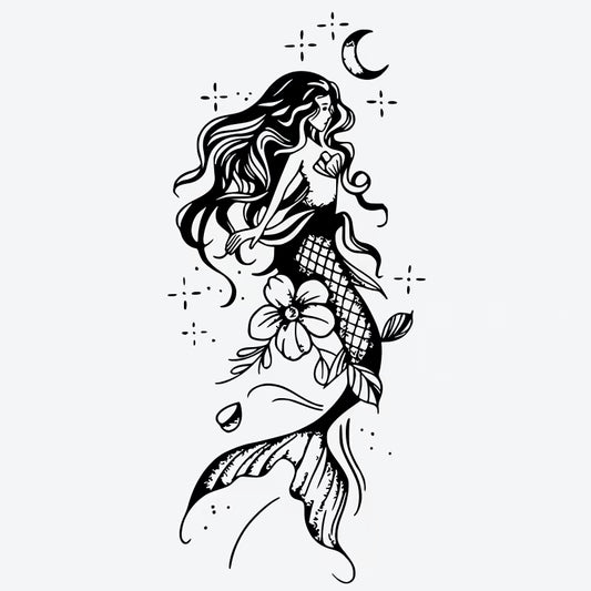 Mermaid Flower Moon Tattoo