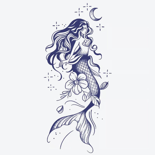 Mermaid Flower Moon Tattoo