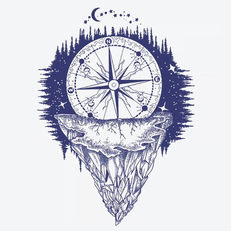 Compass Crystal Mountain Tattoo