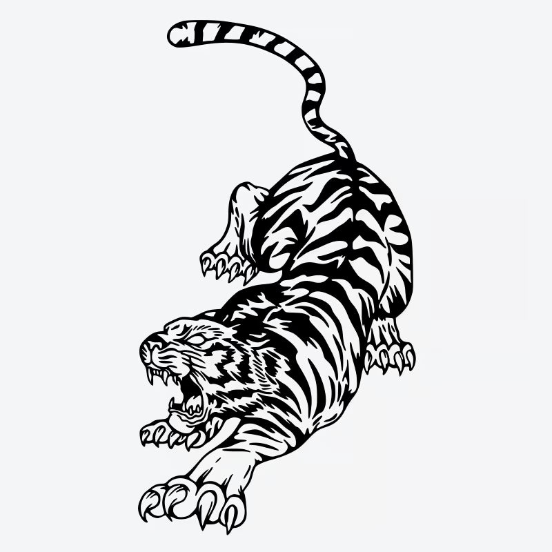 Fierce Tiger Attack Tattoo