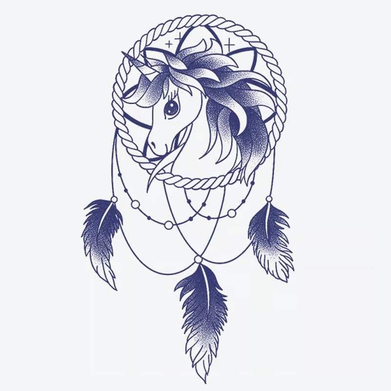 Unicorn Dreamcatcher Feather Tattoo