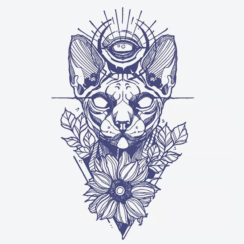 Sphinx Cat Flower Eye Tattoo