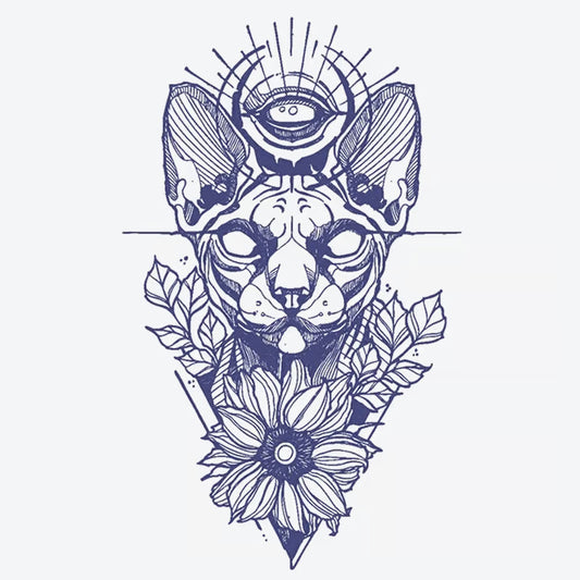 Sphinx Cat Flower Eye Tattoo