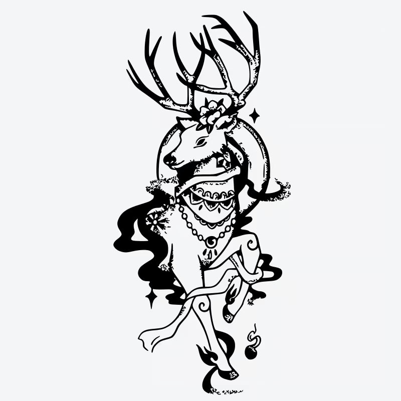 Majestic Stag With Floral Adornment Tattoo