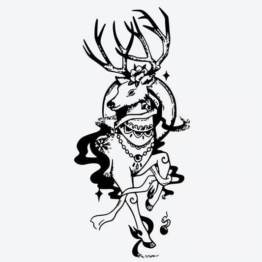 Majestic Stag With Floral Adornment Tattoo
