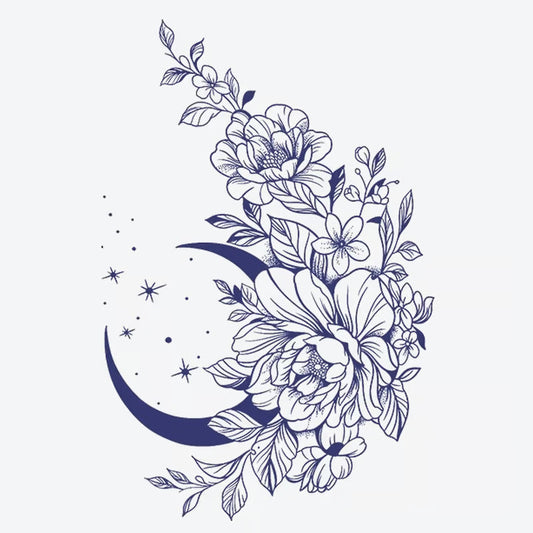 Moon Floral Tattoo