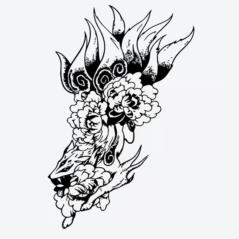 Floral Fox Spirit Tattoo