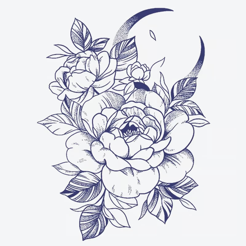 Floral Moon Tattoo